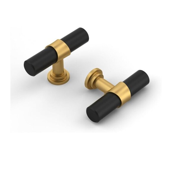 Haliwu Black and Gold Cabinet Knobs, 8 Pack 2 inch Single Hole With Screws - Picture 1 of 9